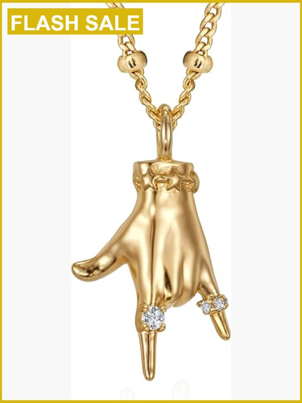 14K Gold Plated Hand Sign Language Pendant Necklace with Extender Chain